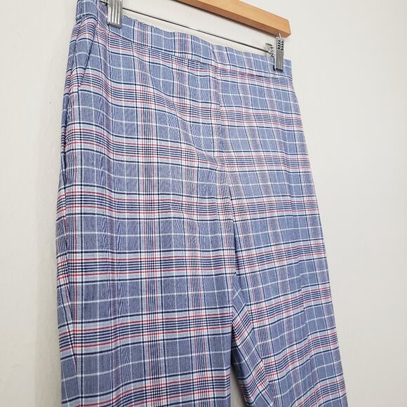 Riley & Rae Blue Plaid Cropped Trouser Pants Straight Leg Stretch 0 NWT - Picture 5 of 12